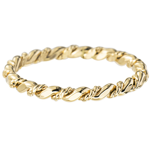 14K包金闪亮切面麻花戒指女气质显白 欧美简约高级感尾戒小指关节