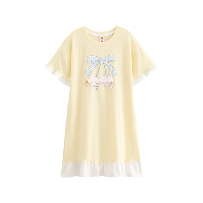 芬腾夏季女童短袖莫代尔棉睡裙