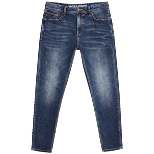 901杰克琼斯男装秋季新款修身牛仔裤舒适猫须水洗长裤子男款