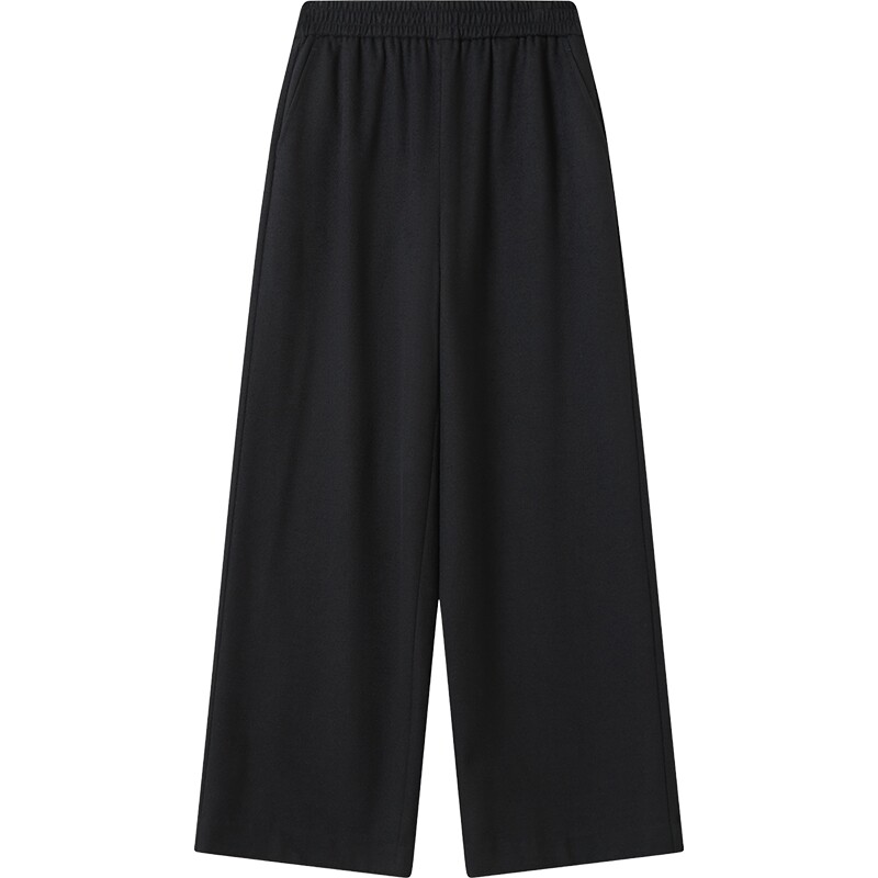 【羊毛】播秋冬黑色直筒休闲裤女通勤宽松长裤BDS4KD3545