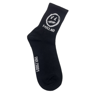 笑脸纯色印花运动情侣袜ins高颜值个性纯棉男女款粗线条韩版袜子