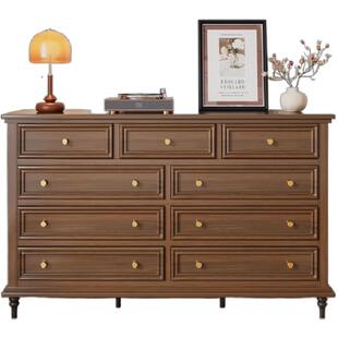 美式实木五七九斗柜卧室客厅复古柜子靠墙轻奢法式床尾收纳柜斗橱