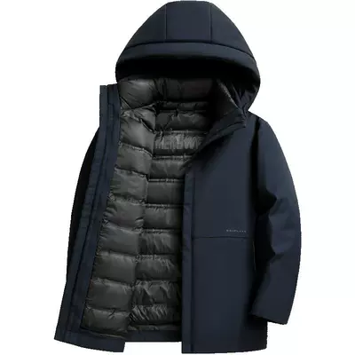 雪中飞连帽内胆可脱卸鹅绒羽绒服