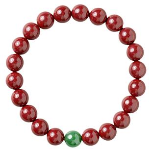 紫金砂朱砂手串复古国潮中国风简约和田碧玉手链单圈女款学生礼物