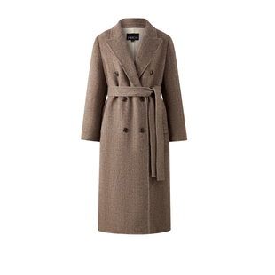 【绵羊毛+兔毛】PRICH时尚气质双面呢毛呢大衣冬季新品长款外套女