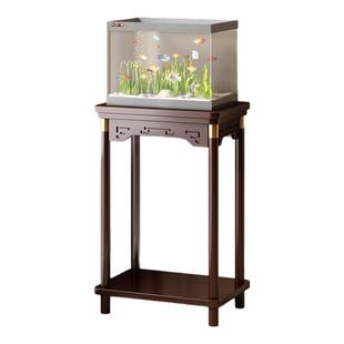 中式鱼缸架花架一体客厅2025新款造景摆件石头鱼缸底座实木置物架