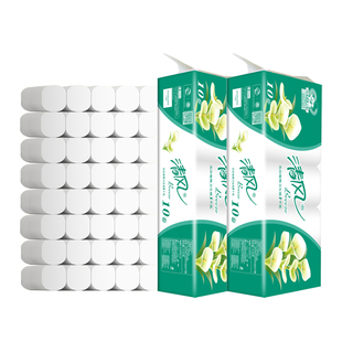 清风卷纸卫生纸实惠装家用1000g卷筒纸10卷纸巾厕所手纸官方正品