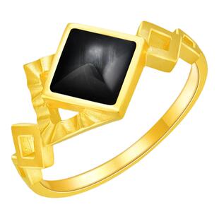 justgold镇金店几何魅力黄金足金戒指1728031Y