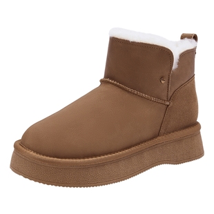 热风加绒雪地靴女鞋2025年冬季新款女士时尚休闲靴子短筒户外棉鞋