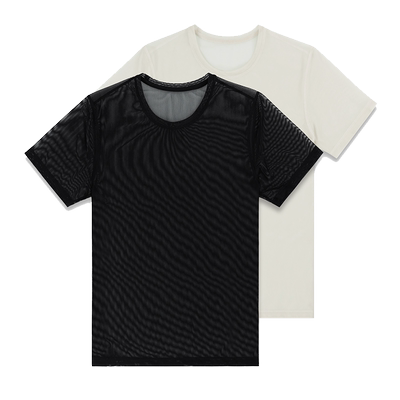 C-IN2镂空网纱运动透气圆领T恤