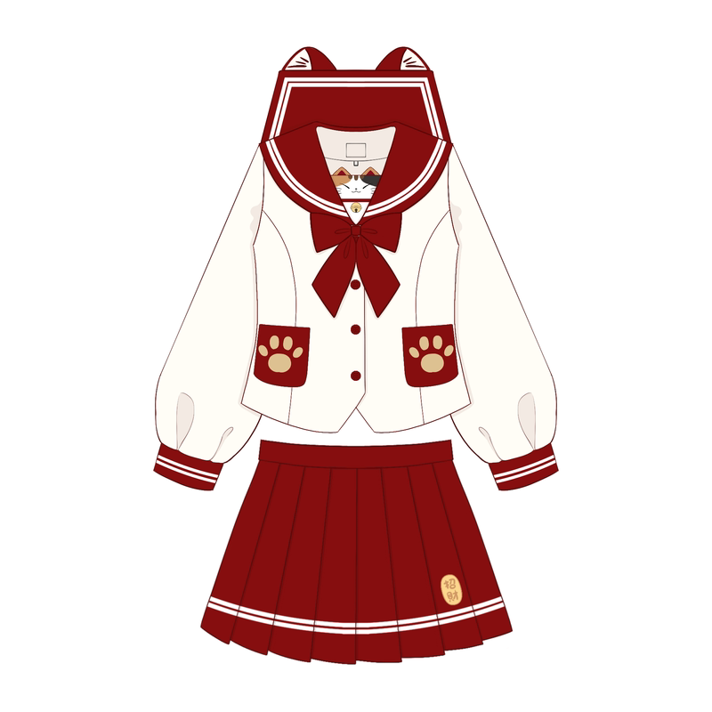 【招财猫】原创正版新年圣诞跨年战袍幼稚园可爱jk拜年水手服套装