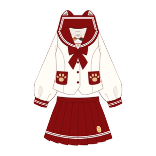 【招财猫】原创正版新年圣诞跨年战袍幼稚园可爱jk拜年水手服套装