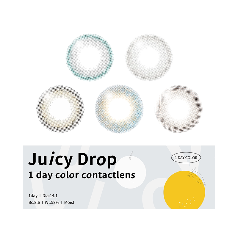 10片Juicy Drop进口美瞳日抛小气泡无边框融瞳小直径彩色隐形眼镜