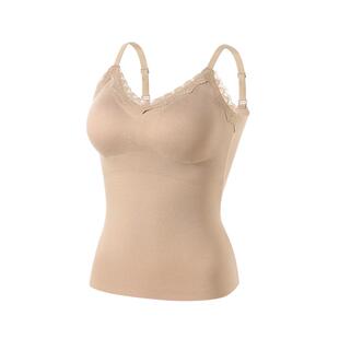 婷美小暖皮保暖背心女带胸垫吊带无痕一体式收腹束腰固定杯打底衣