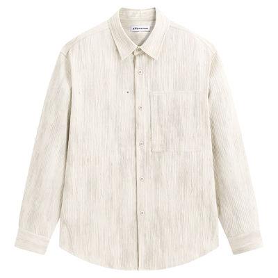 太平鸟男装肌理竖条休闲衬衫