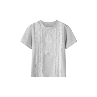 小小大星球童装 芭蕾风多层立体花边短袖 夏天女童miu系小众上衣