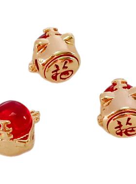 14K铜包金保色滴油镶鸽血红虎福