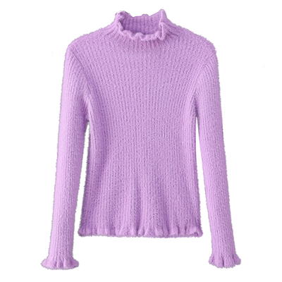 水貂绒毛衣女半高领短款秋冬套头