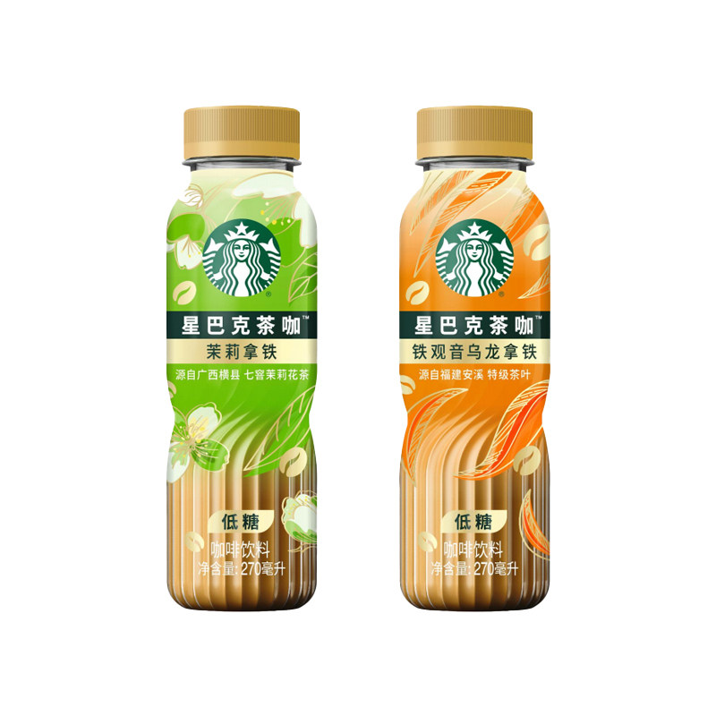 【会员】星巴克咖啡茶咖低糖茉莉铁观音乌龙拿铁270ml*15瓶装