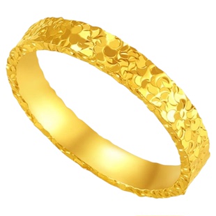 水贝黄金金包银碎冰冰戒指爆闪素圈指戒情侣对戒送女友七夕礼物