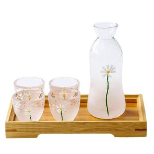 ins小雏菊云雾白酒杯玻璃酒壶酒盅小号一两家用一口杯烈酒杯酒具