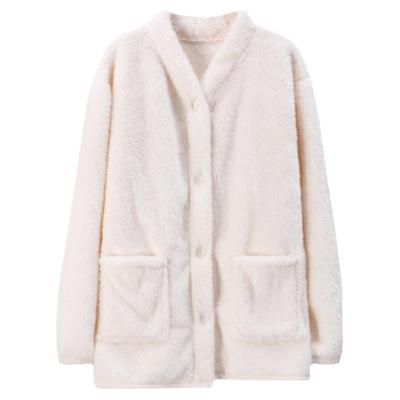 歌莉腾珊瑚绒睡衣女冬季上衣单件加绒加厚保暖大码法兰绒外套男士