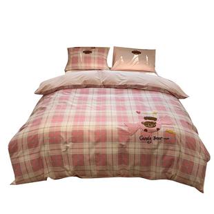 无印良品毛巾绣磨毛全棉被套纯棉床单被套床笠三件套秋冬床上用品