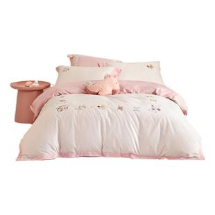 罗莱儿童秋冬三件套60支全棉纯棉磨毛套件床单被套双人四件套