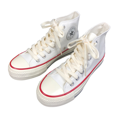 白色厚底百搭风ins潮高帮帆布鞋