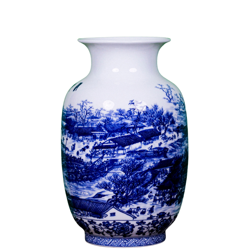景德镇陶瓷花瓶青花瓷缠枝莲赏瓶