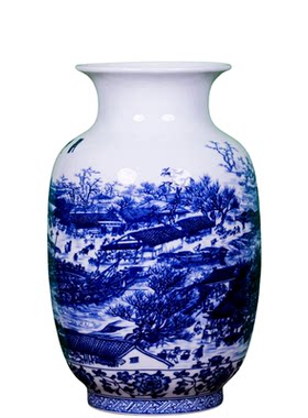 景德镇陶瓷花瓶青花瓷缠枝莲赏瓶
