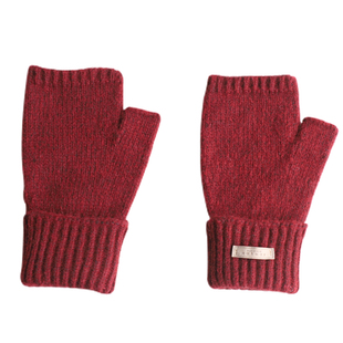 含羊毛加厚毛线混纺保暖半指手套女秋冬季翻边可加长护腕露指针织