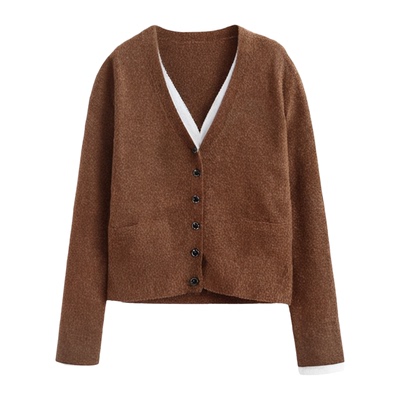 修身显瘦V领单排扣人字呢马夹