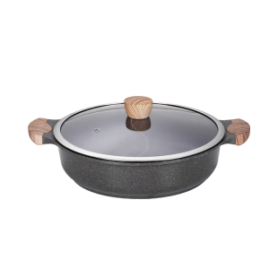 麦饭石不粘锅三汁鸳鸯汤锅商用焖锅炖锅双耳铝合金火锅锅具电磁炉