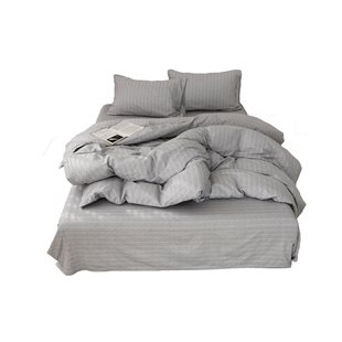 冷杉 高级感中性极简风竖纹全棉三四件套100纯棉被套床单床笠新款