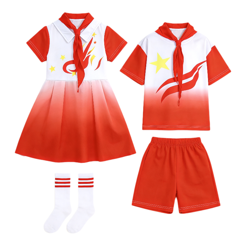 六一中国风红色少先队朗诵合唱服