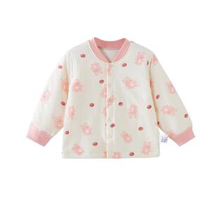 宝宝夹棉上衣婴儿打底衣春秋季儿童保暖秋衣女童三层薄棉内衣纯棉