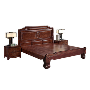 古典花梨木实木床新中式1.8米双人大床主卧仿古雕花红木婚床家具