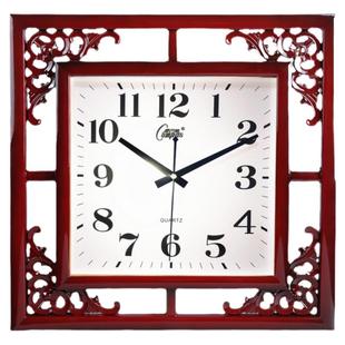 康巴丝家用挂钟时尚方形时钟客厅创意挂墙中式大气静音石英钟表