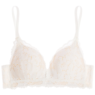 好奇蜜斯蕾丝内衣女聚拢小胸显大无钢圈性感文胸罩套装薄防下垂白