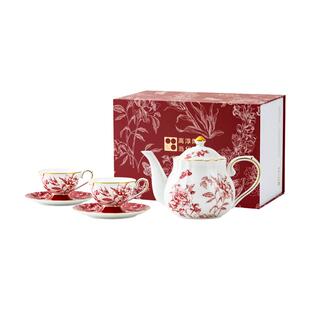 高淳陶瓷陌上花开骨瓷轻奢家用喜庆新中式茶具套装伴手礼茶具礼盒