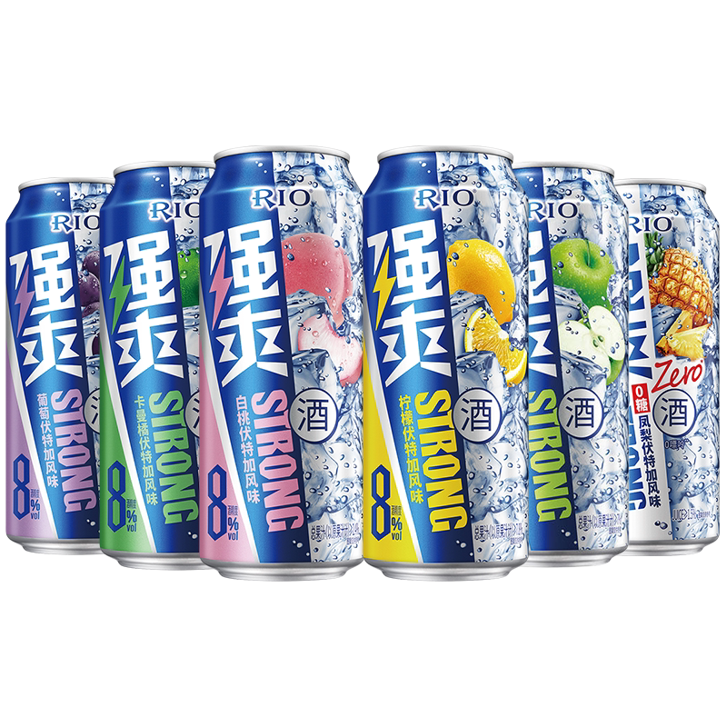 锐澳RIO鸡尾酒强爽8度荔枝味500ml*10罐罐装微醺果酒气泡酒