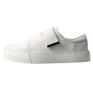 JINIWU吾倪季2025男士小白鞋交叉带纯白百搭街头休闲鞋牛皮板鞋男