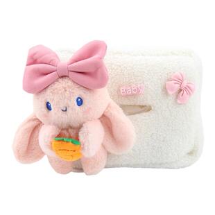 车载纸巾盒可爱兔子毛绒公仔车用椅背挂式纸巾汽车抽纸盒车内装饰