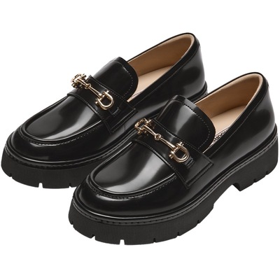 黑色厚底乐福鞋英伦风小皮鞋