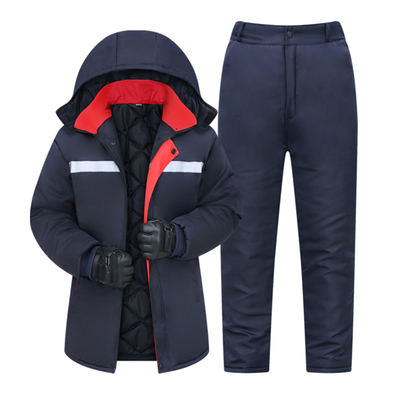 冬季男加厚保暖反光条棉服套装