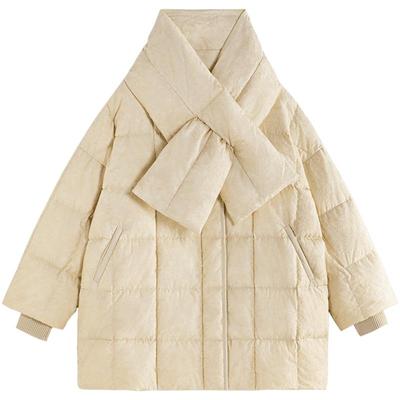 EXCEPTION例外女装秋冬款羽绒服鹅绒可拆卸围巾绣花新中式外套女