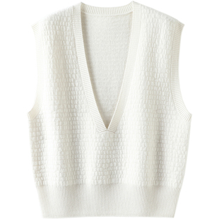落落大方！加厚深V领羊绒背心女纯羊绒毛衣宽松针织衫坎肩马甲