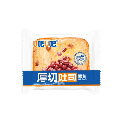 u吧u吧红豆吐司切片面包学生早餐零食开袋即食厚切饱腹感营养代餐