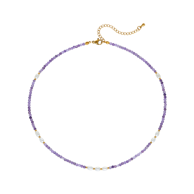 质感绝！紫水晶淡水珍珠超细项链
